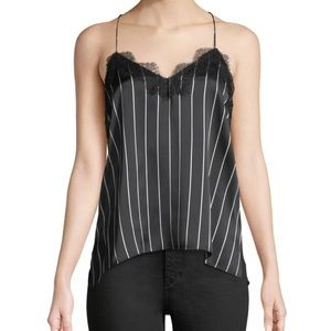Cami NYC Charmeuse Tank Lace - Black and White Stripes size M